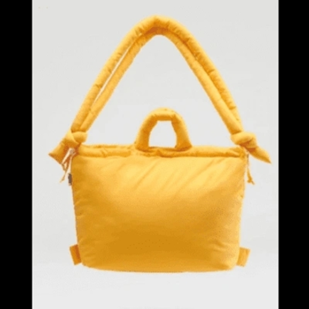 Sunny Yellow Puffy Shoulder Bag with Double Handles